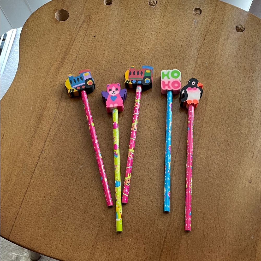 Lisa Frank Vibrant Pencil Set with Animal and Vehicle Toppers